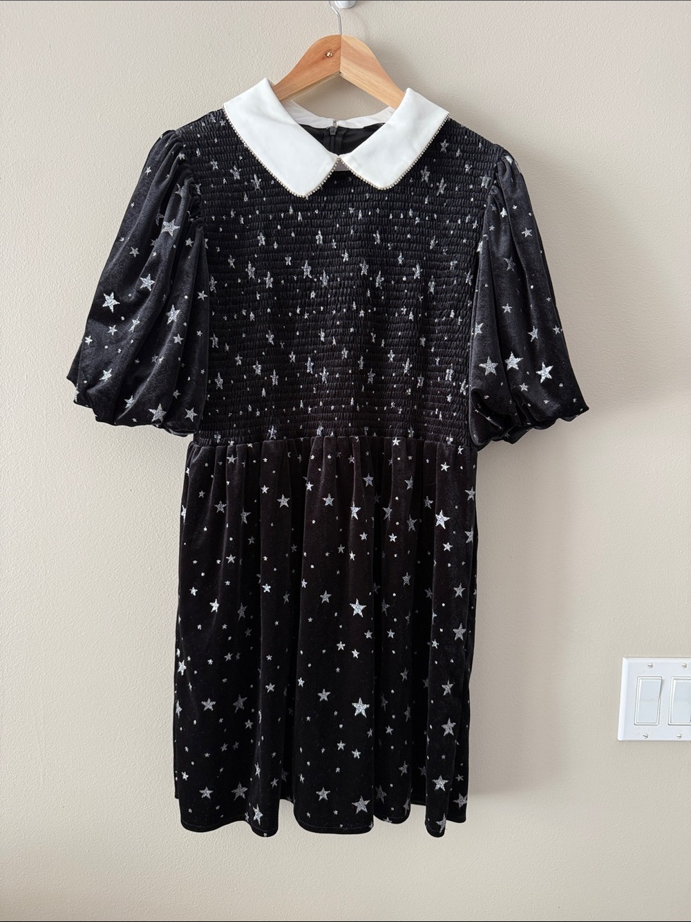Sister Jane Zodiac Star Embroidered Velvet Mini Dress Witchy vintage-insp size L